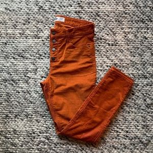 Button fly burnt orange corduroy pants